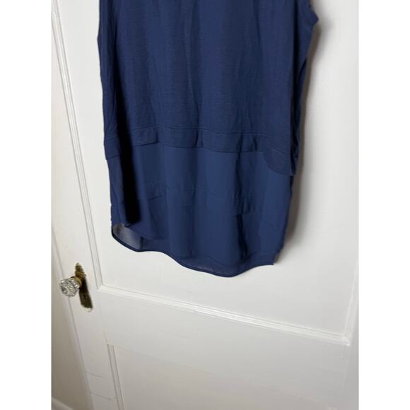 Michael Michael Kors Tank Top Blouse Women's Medium Navy Blue Flowy Mixed Media - Picture 2 of 6